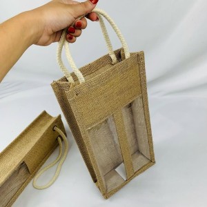 D442*CX240 MINI BOLSA DE JUTA TRANSPARENTE COM ALÇA DE MÃO